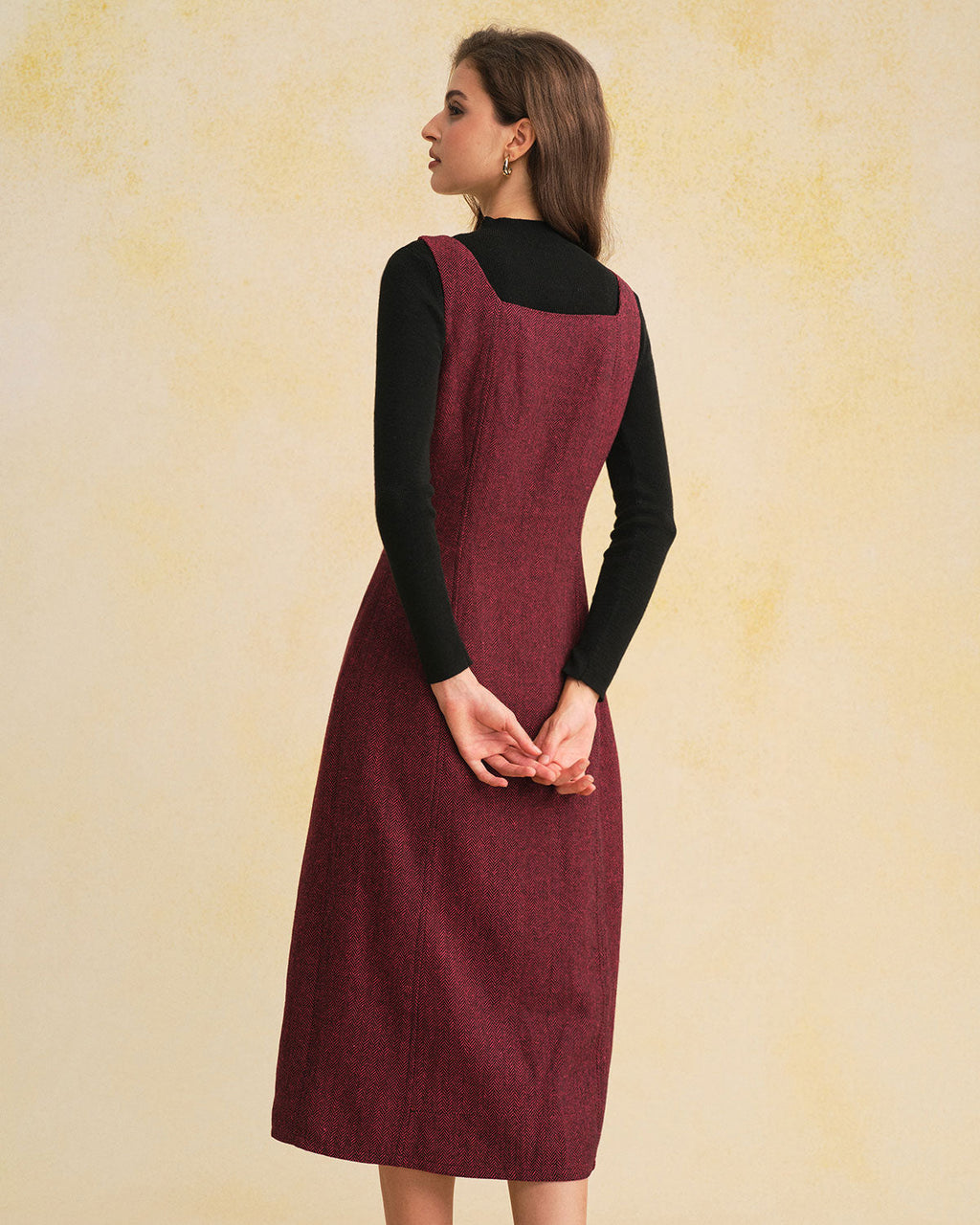 Red Sleeveless Slit Button Midi Dress
