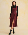 Red Sleeveless Slit Button Midi Dress