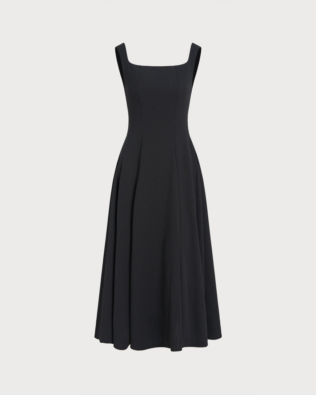 Black Solid Zipper Slip Midi Dress