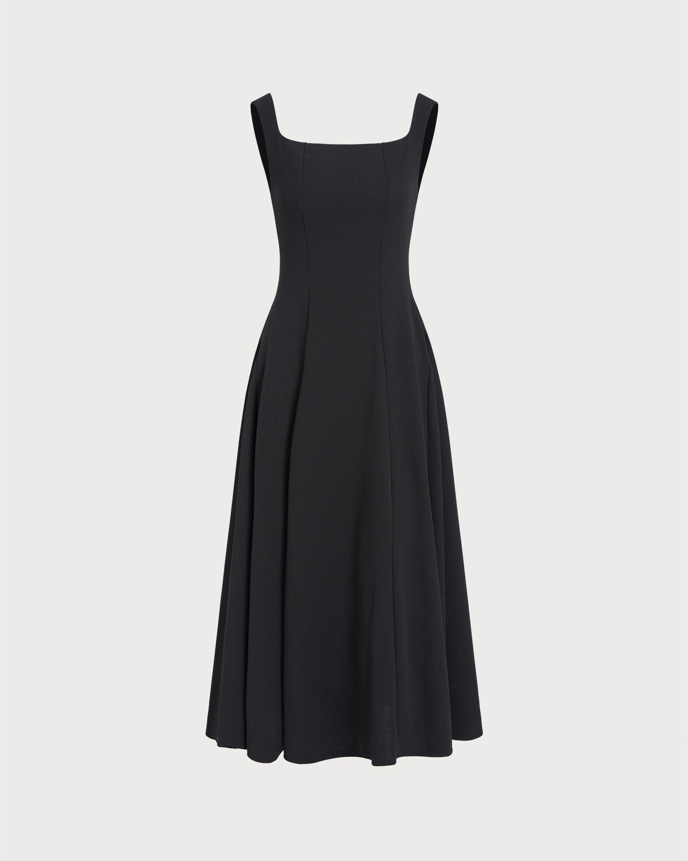 Black Solid Zipper Slip Midi Dress