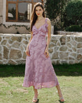 Purple Jacquard Slip Maxi Dress
