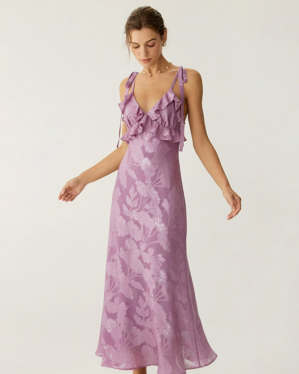 Purple Jacquard Slip Maxi Dress