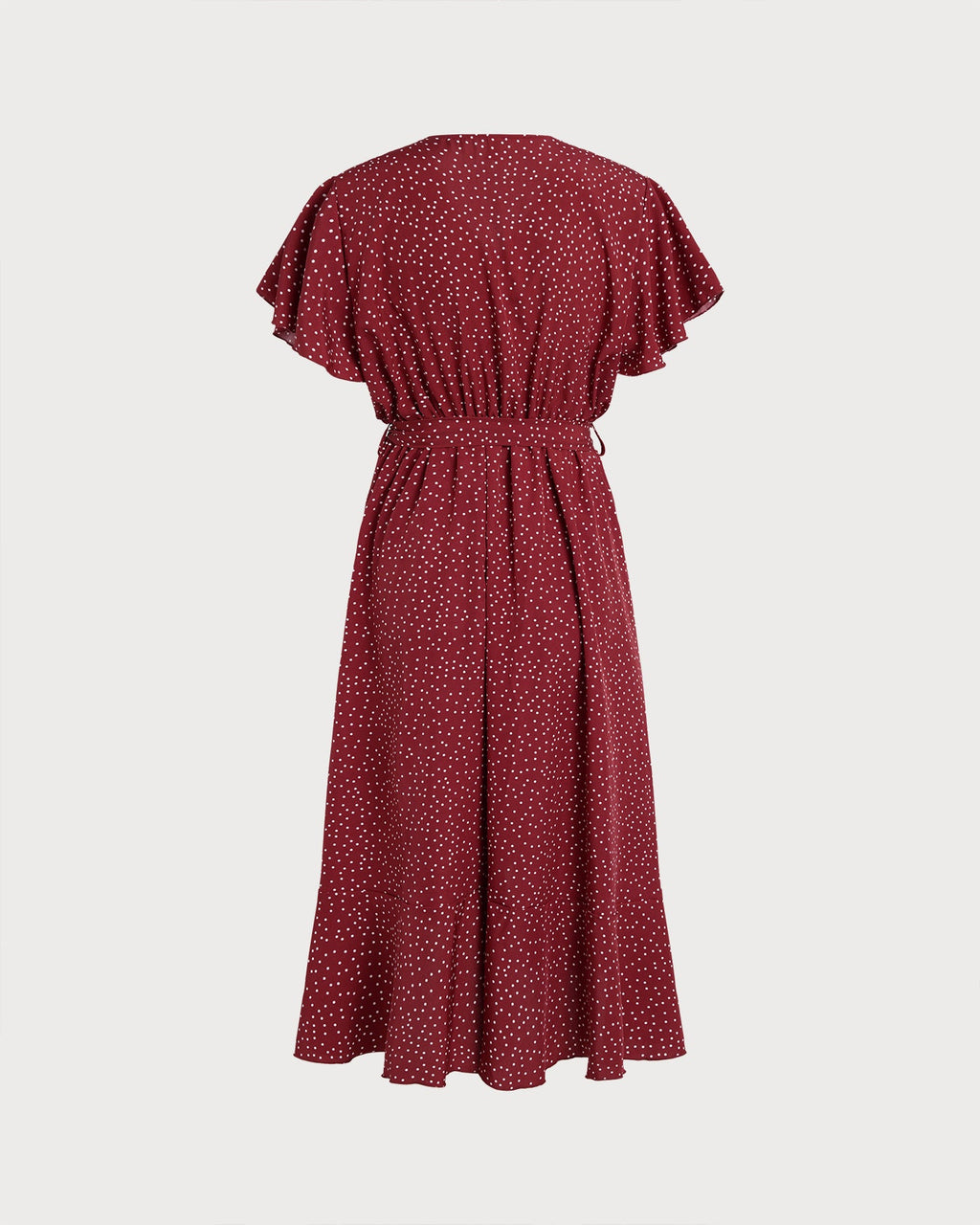 Red Butterfly Sleeve Polka Dot Midi Dress