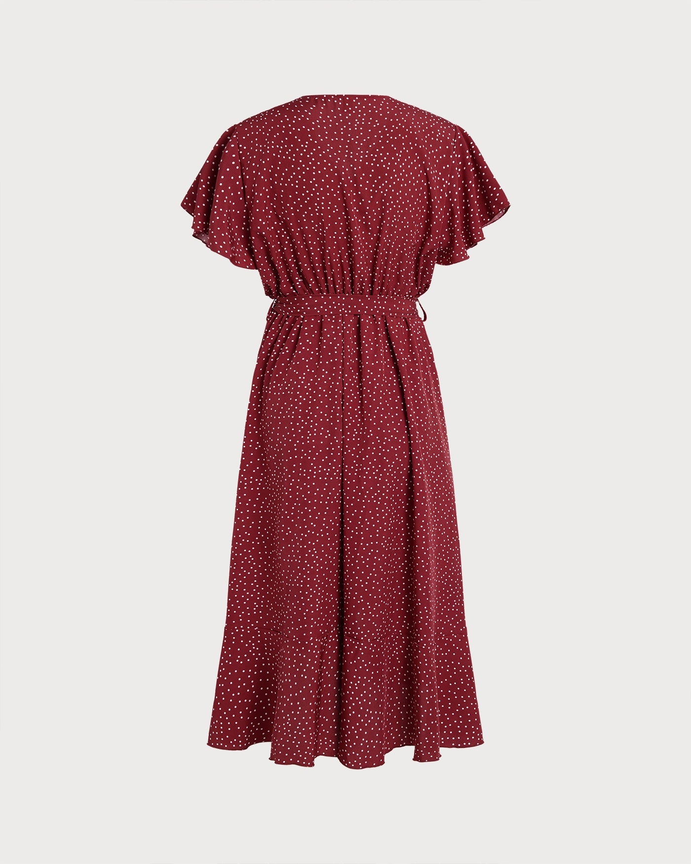 Red Butterfly Sleeve Polka Dot Midi Dress