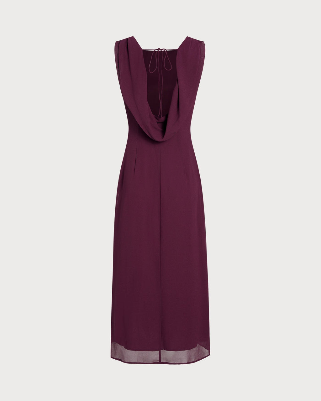Wine Red Boat Neck Backless Midi Dress