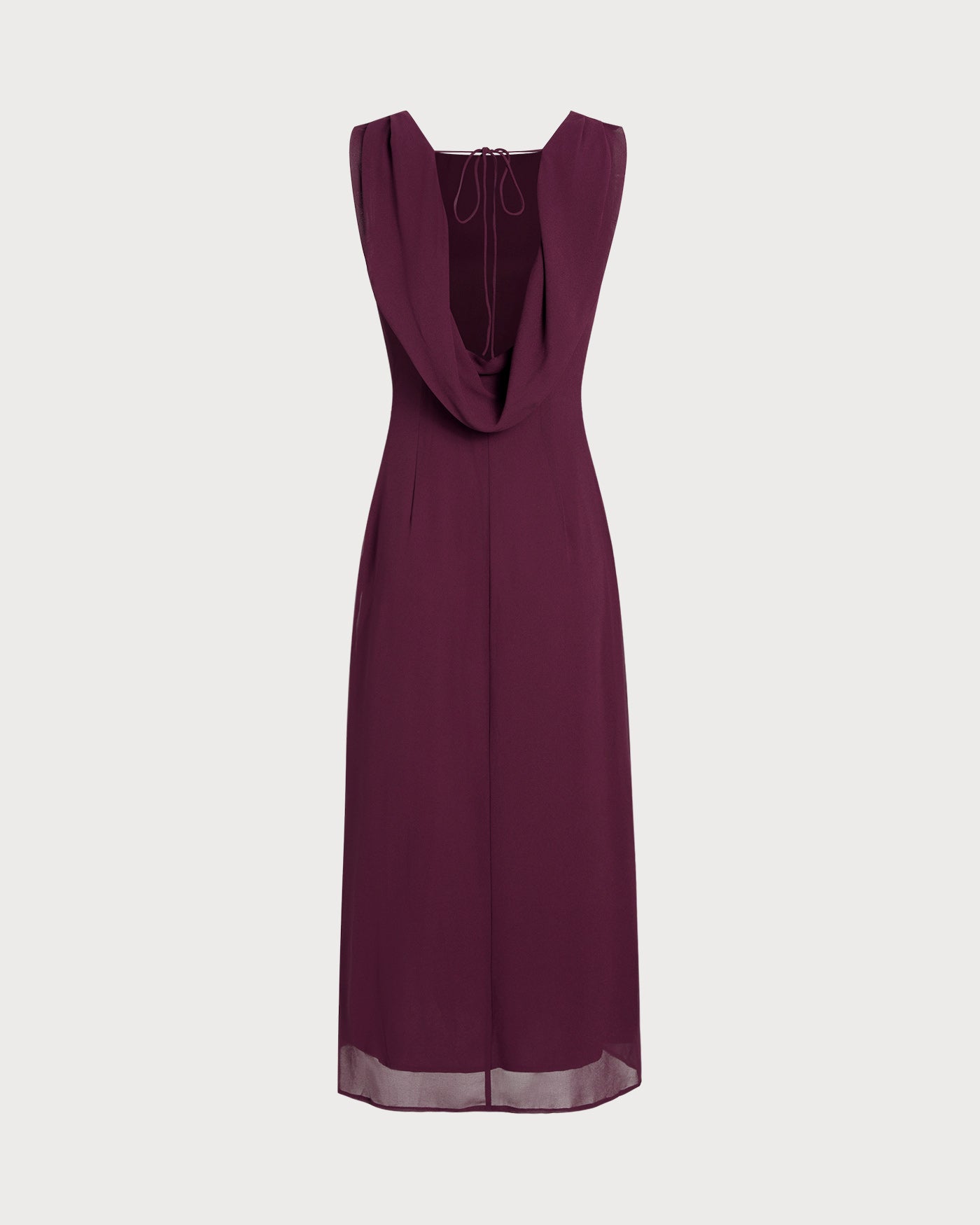 Wine Red Boat Neck Backless Midi Dress