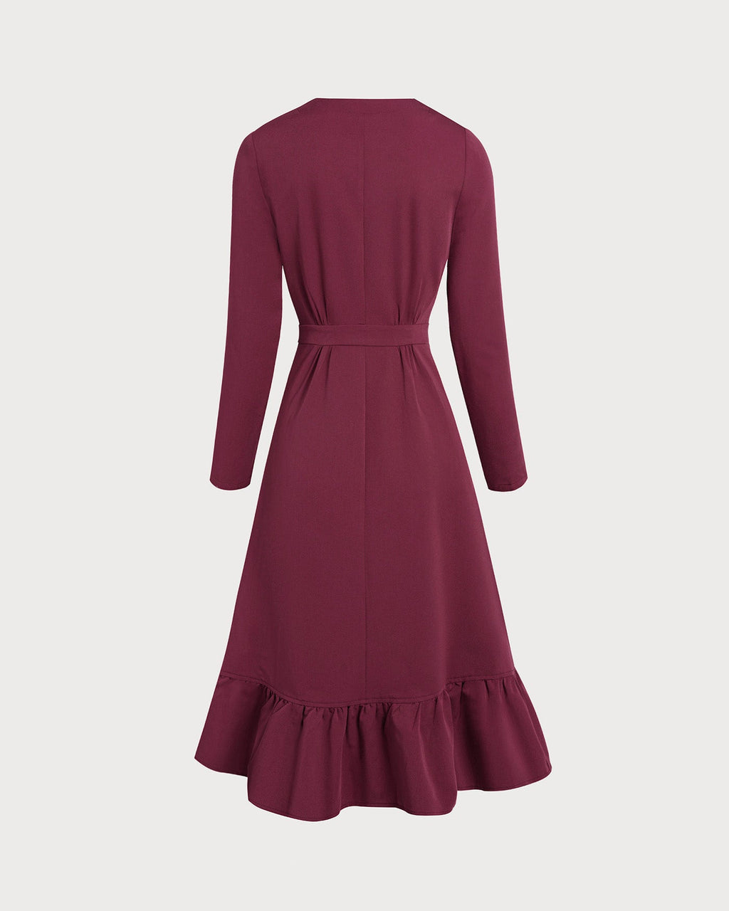 Wine Red Square Neck Button Midi Dress