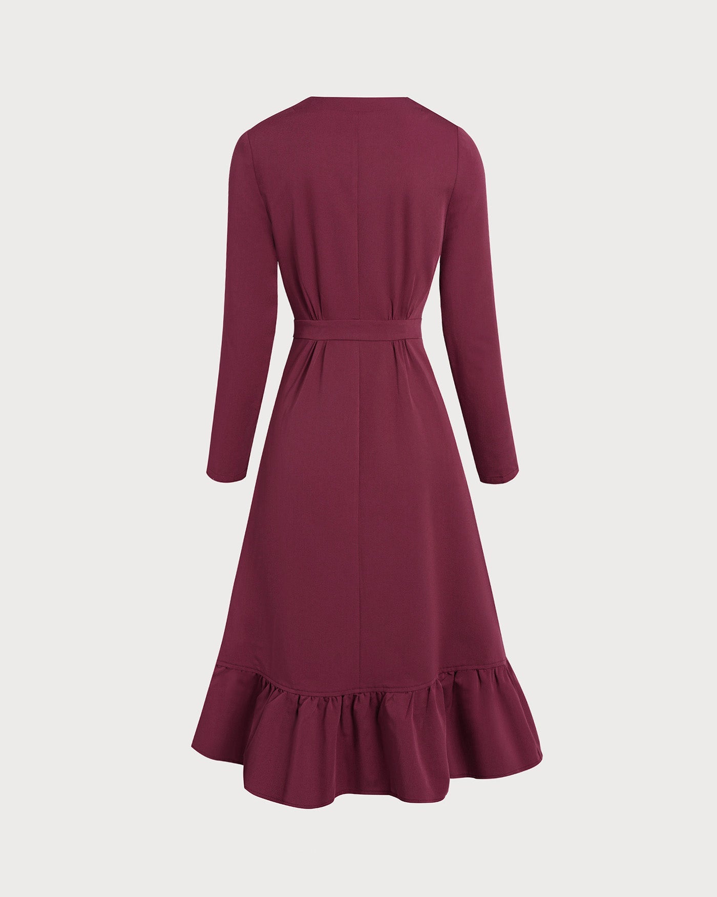 Wine Red Square Neck Button Midi Dress
