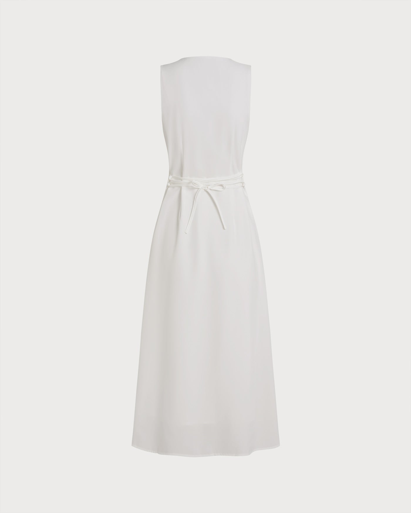 White Button Tie Tunic Midi Dress
