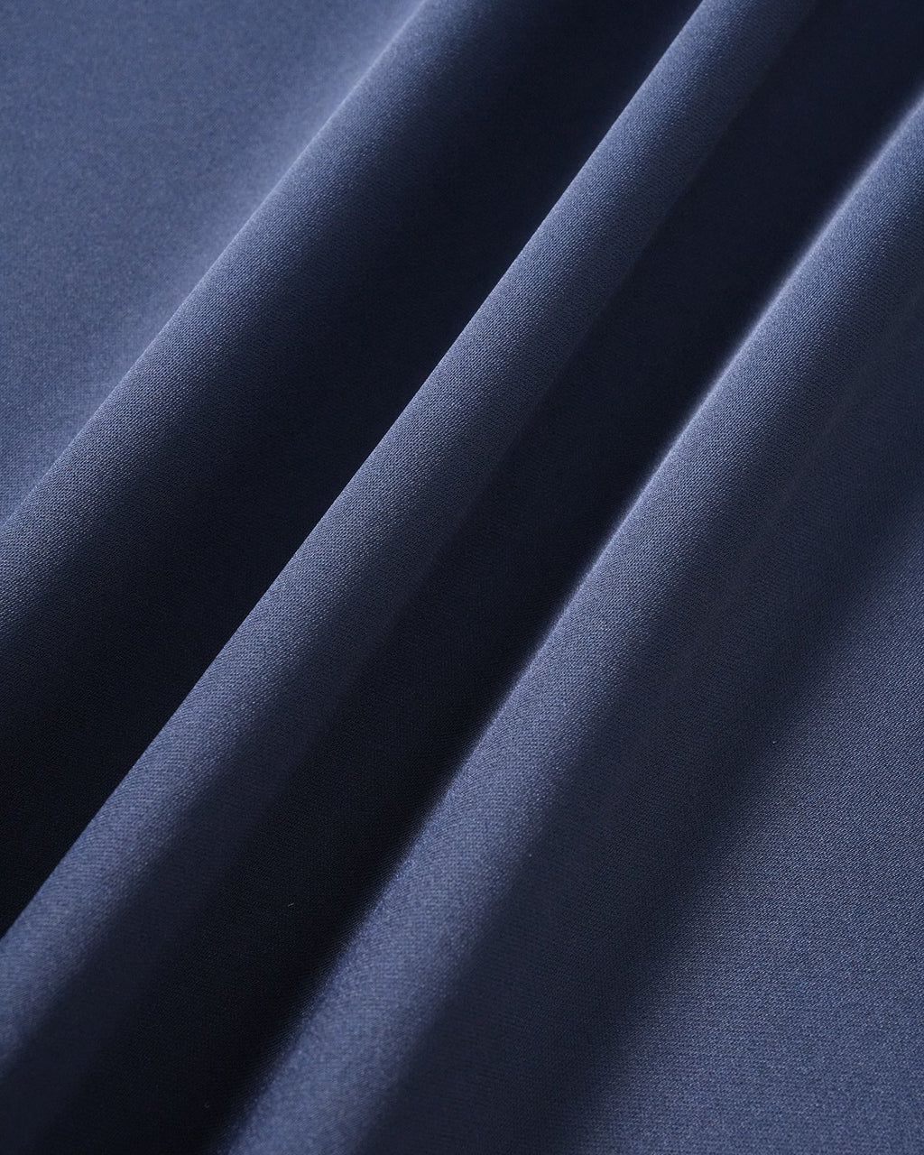 Navy V Neck Satin Midi Dress