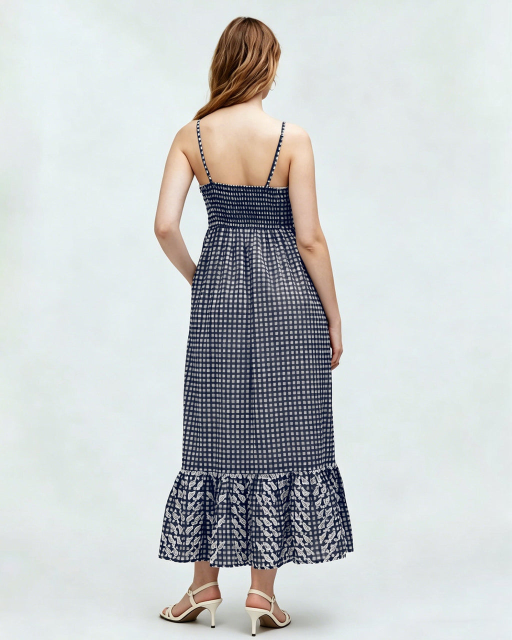 Black Plaid Slip Midi Dress
