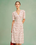 Apricot Floral V Neck Midi Dress