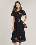 Black Cut Out Floral Midi Dress