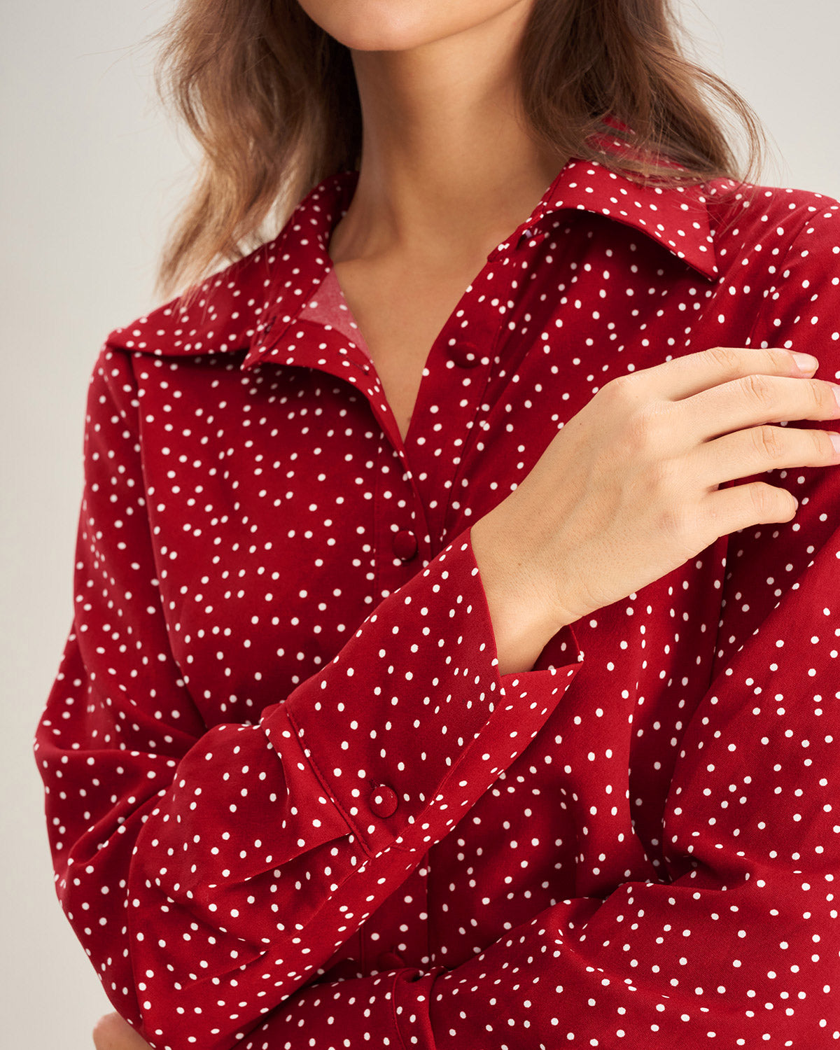Red Polka Dot A-Line Midi Dress