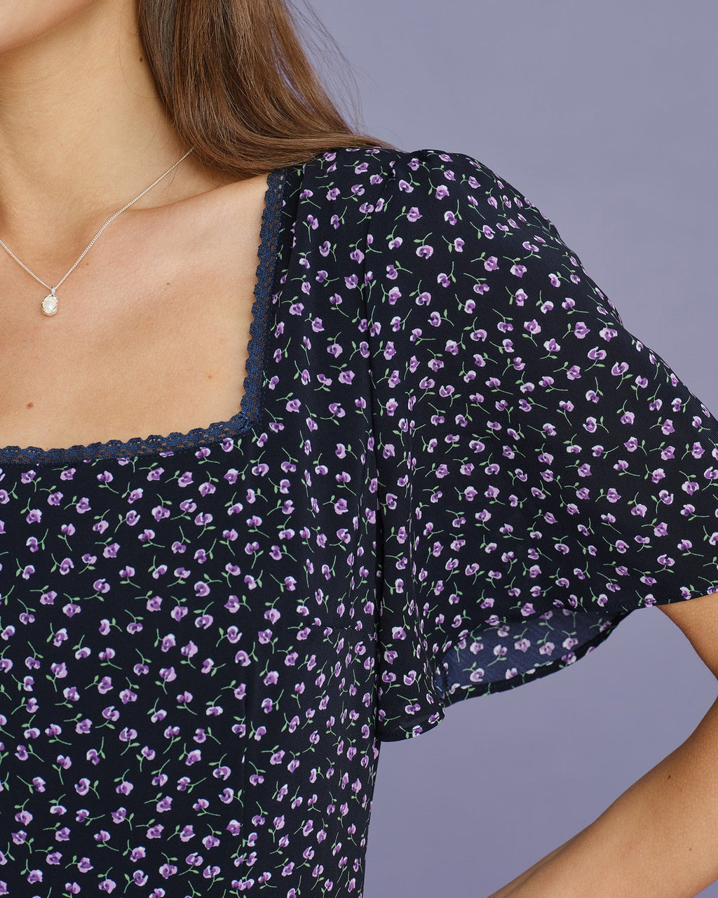 Pueple Floral Butterfly Sleeve Midi Dress