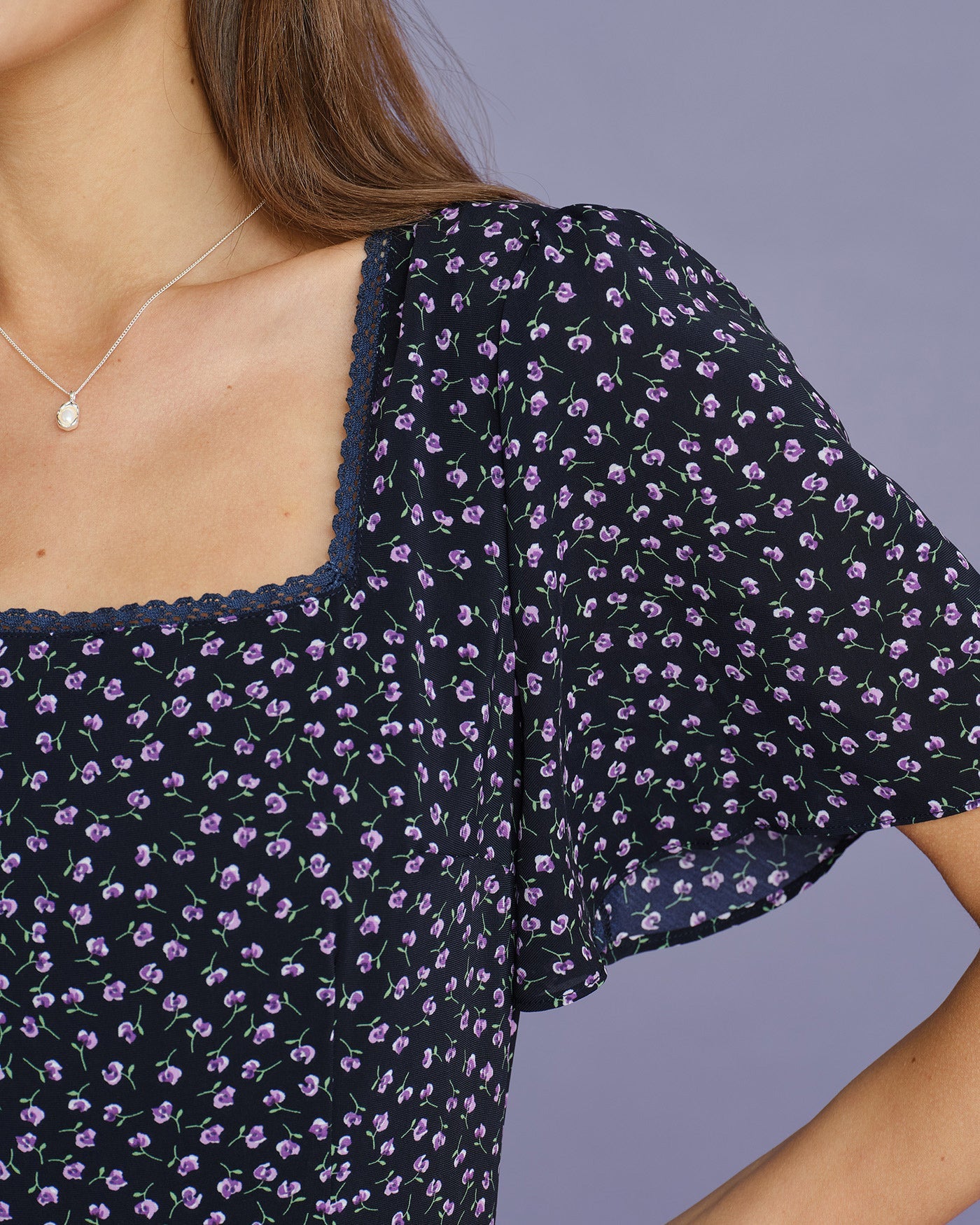 Pueple Floral Butterfly Sleeve Midi Dress