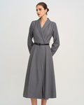 Grey Button A-Line Midi Dress