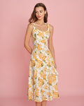 Orange Floral Slip Midi Dress
