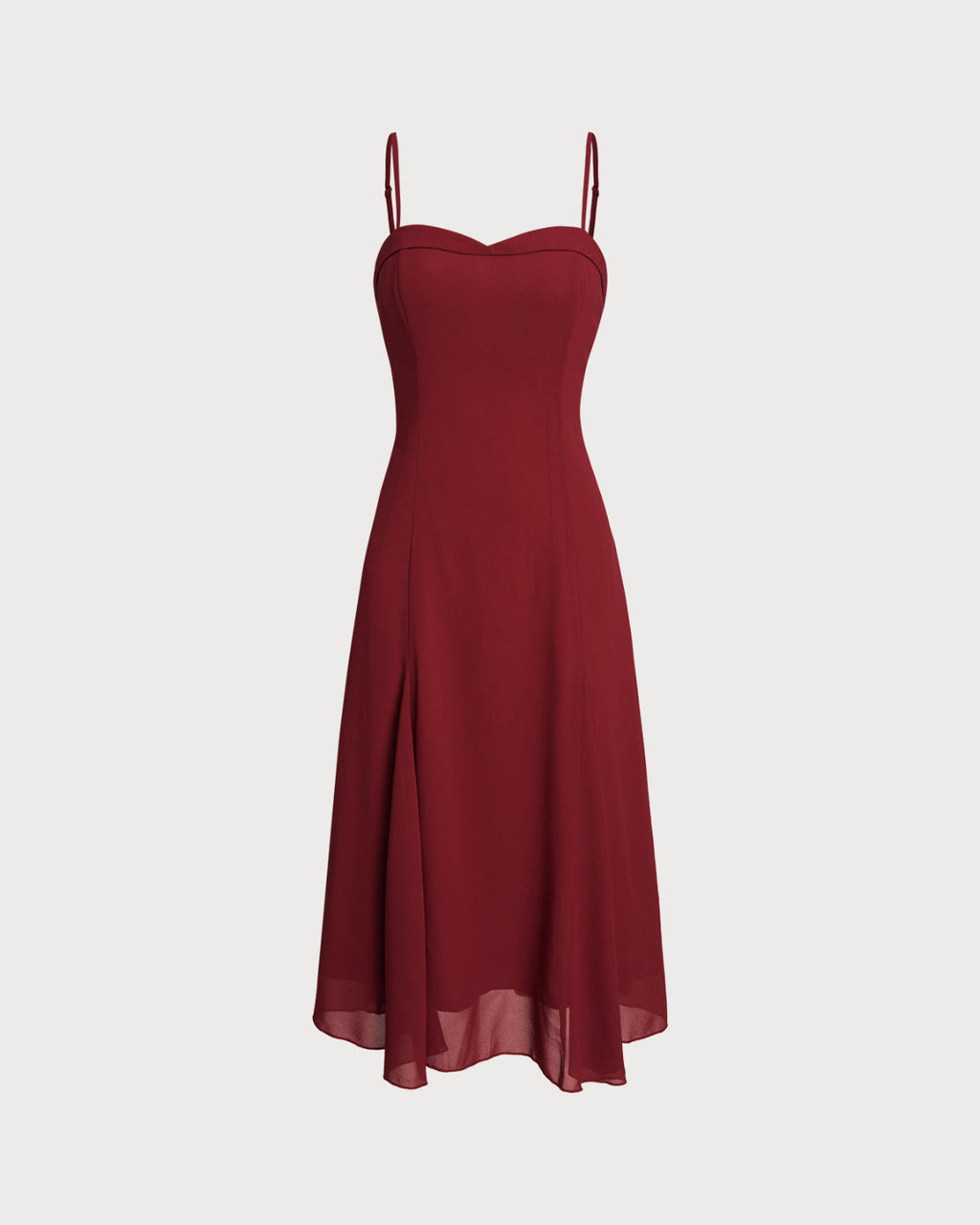 Red A-Line Corset Slip Midi Dress