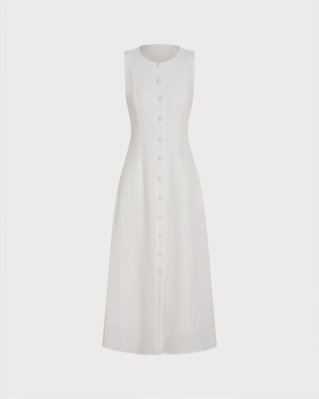 White Button Tie Tunic Midi Dress