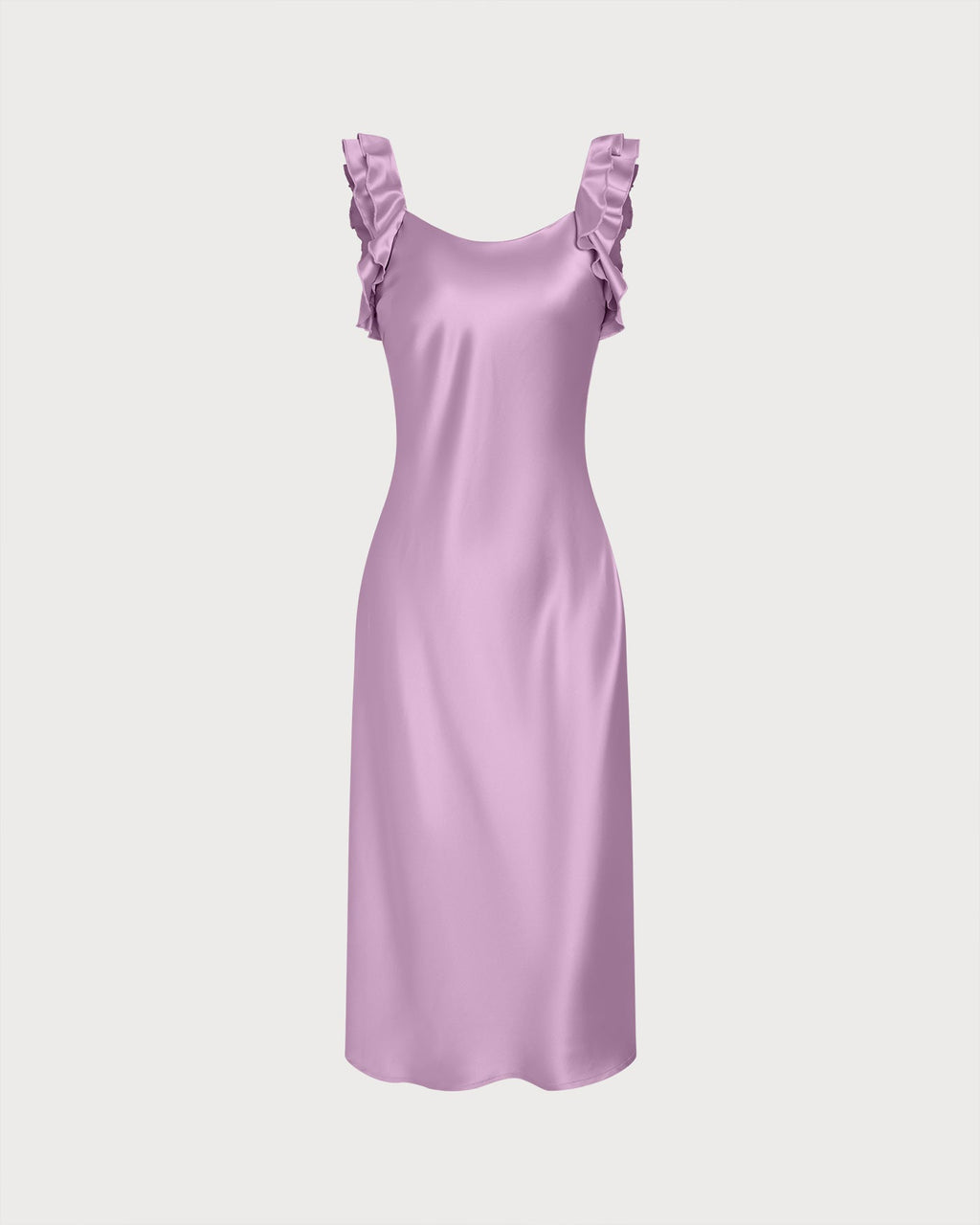 Purple Ruffle Slip Midi Dress
