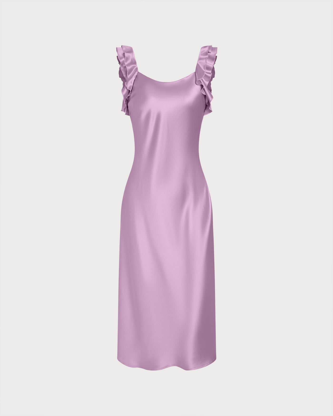 Purple Ruffle Slip Midi Dress