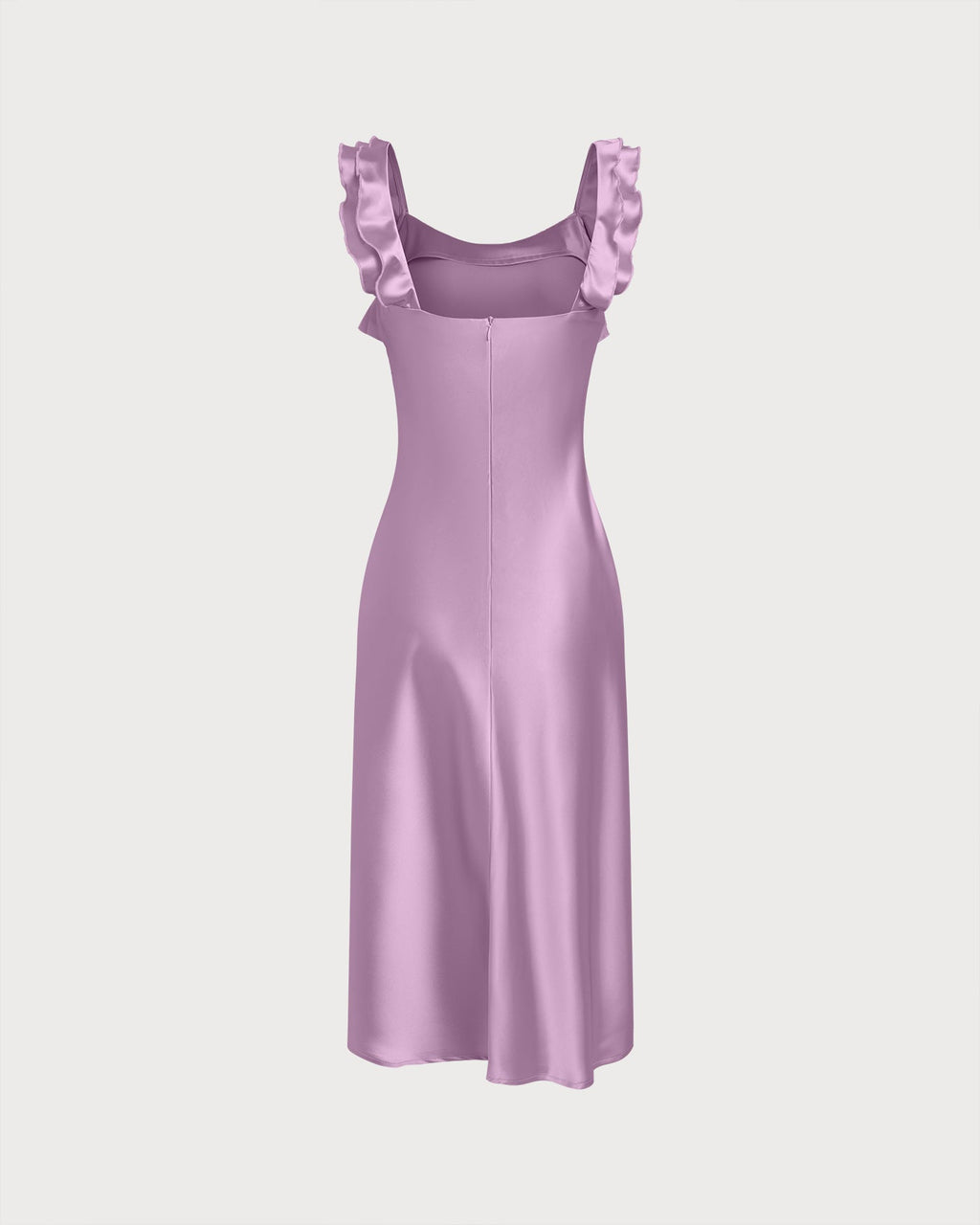 Purple Ruffle Slip Midi Dress