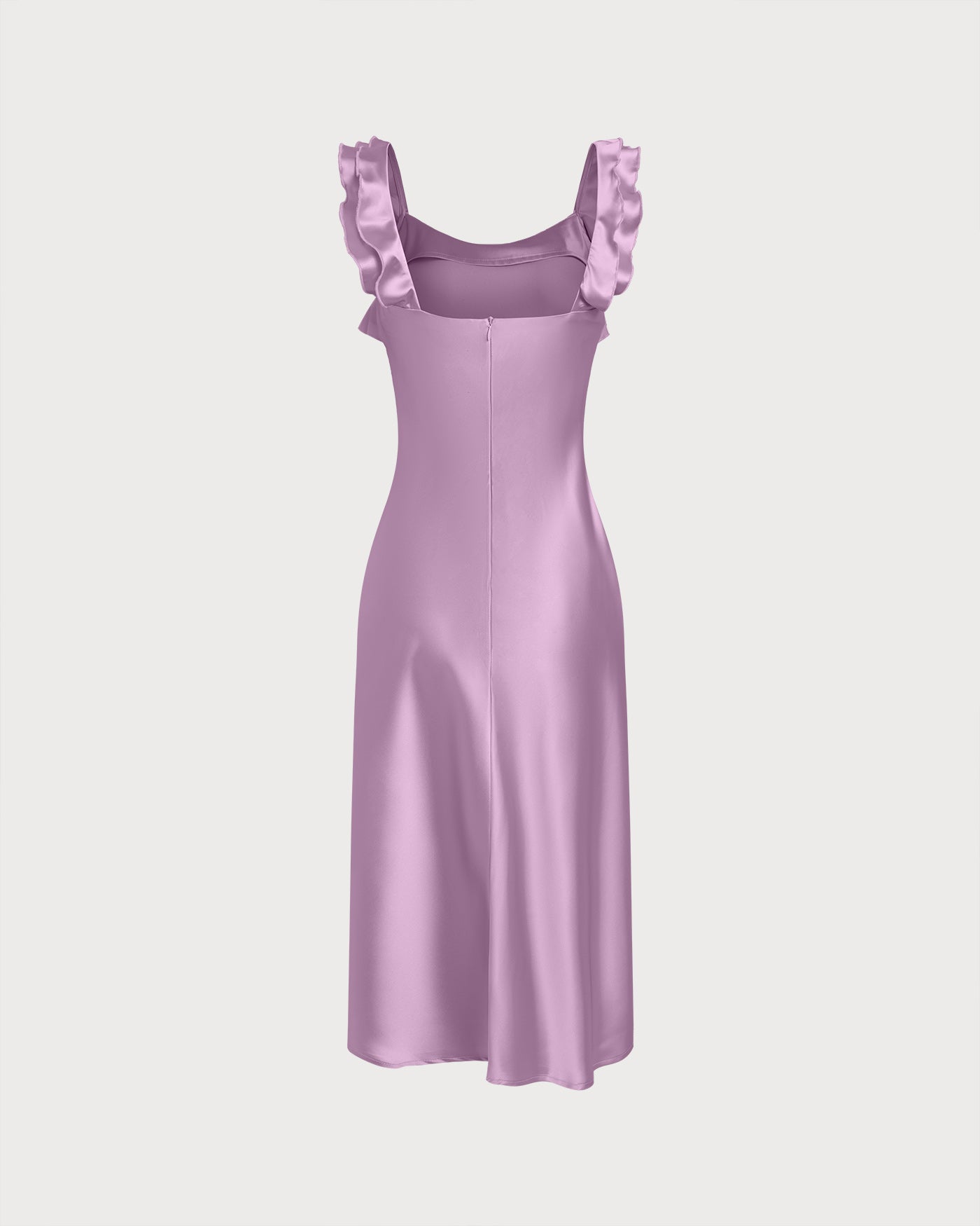 Purple Ruffle Slip Midi Dress