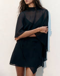 Black Turtle Cape Sleeve Mini Dress