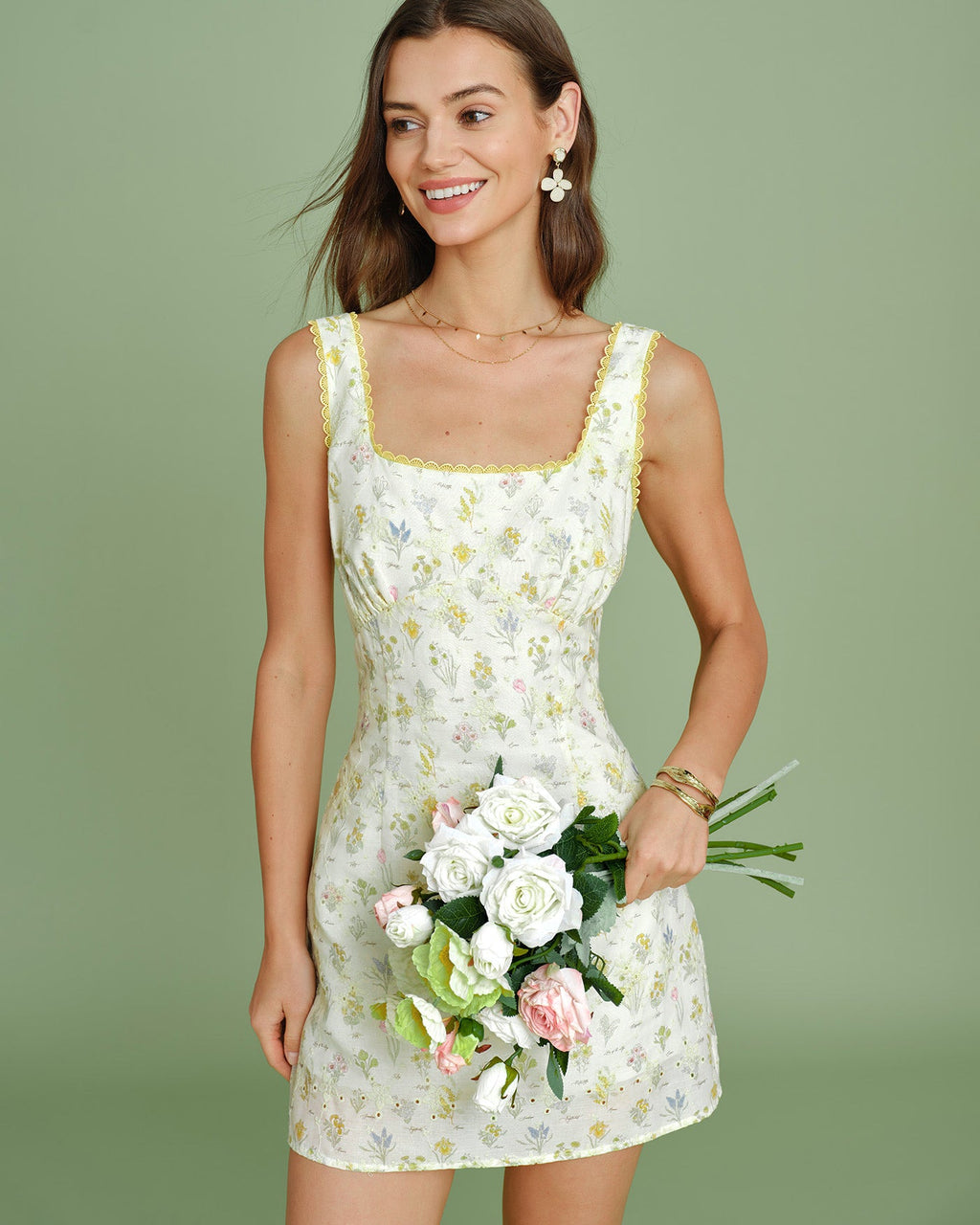 Apricot Floral Textured Slip Mini Dress