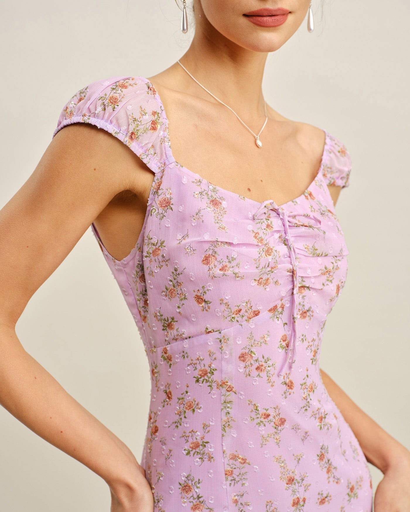 Purple Sweetheart Neck Jacquard Mini Dress