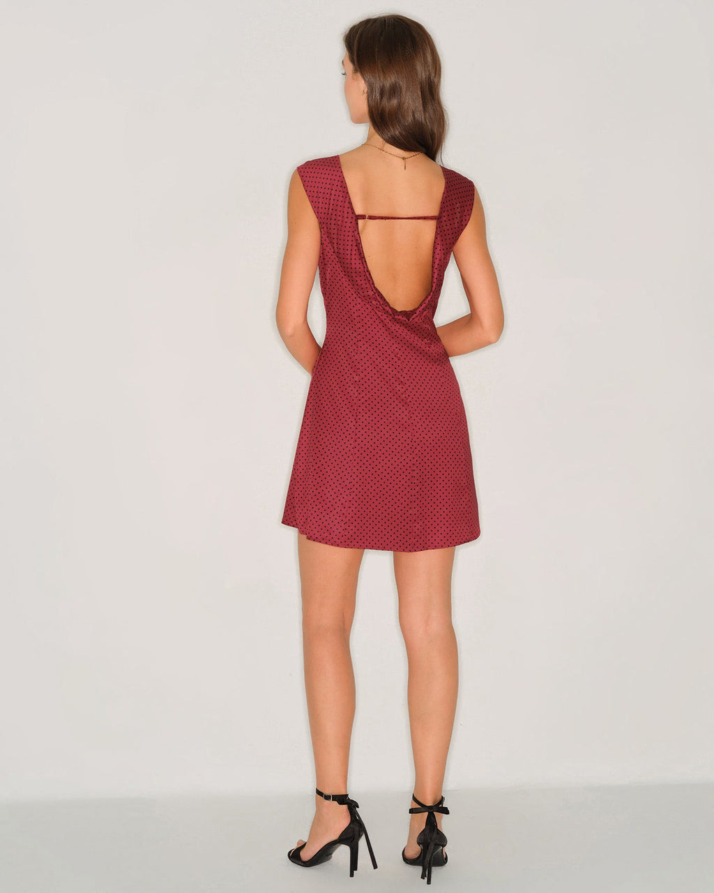 Red Polka Dot Satin Mini Dress