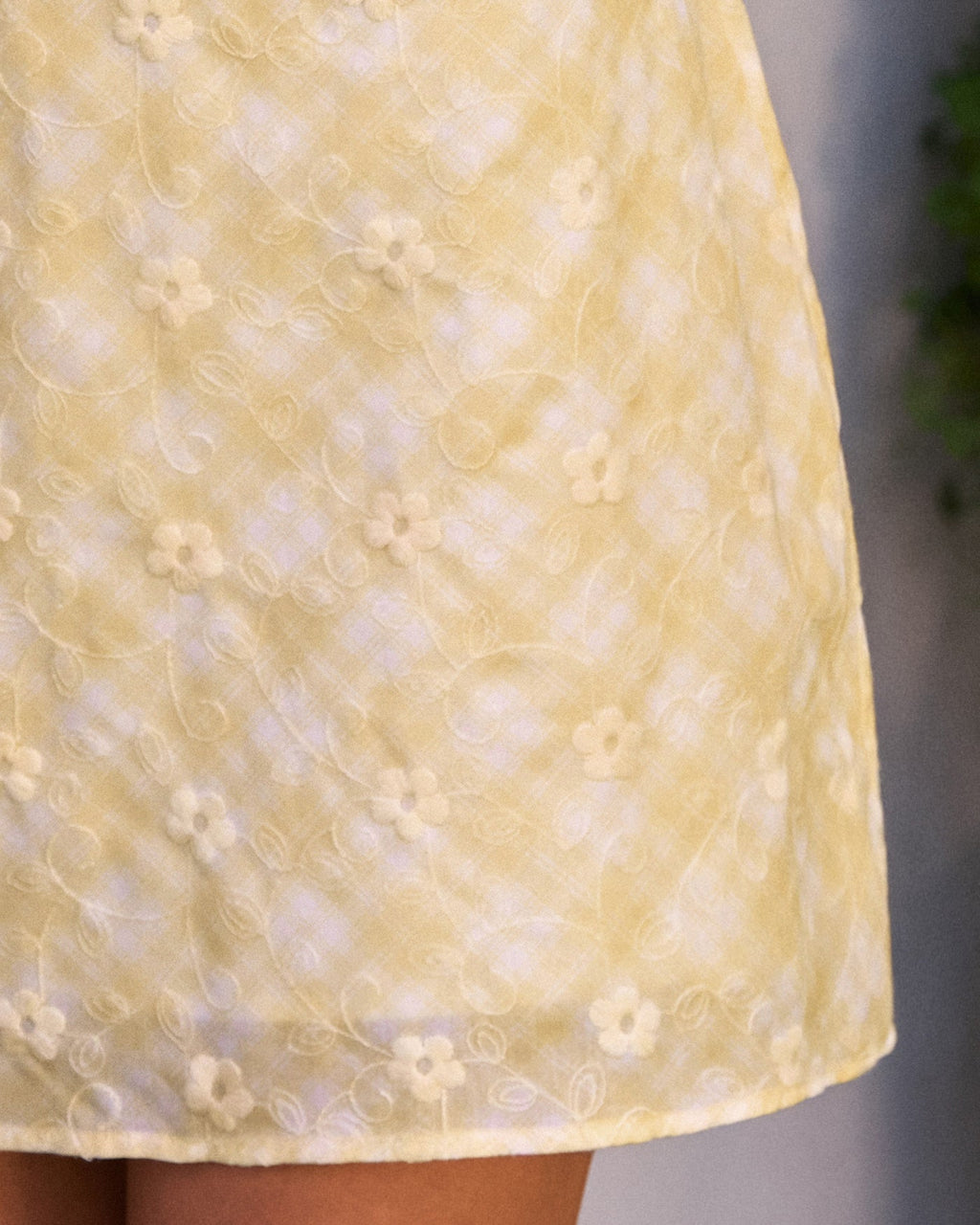 Yellow Plaid Ruffle Sleeveless Mini Dress