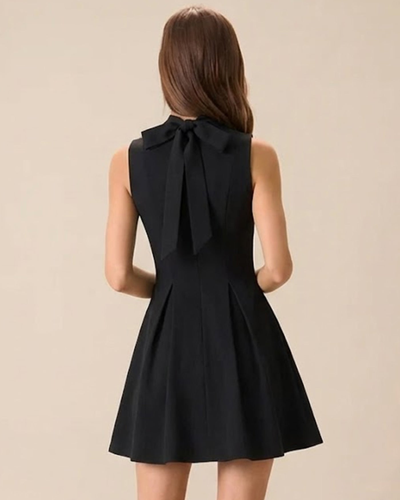 Black Mock Neck Ruched Sleeveless Mini Dress