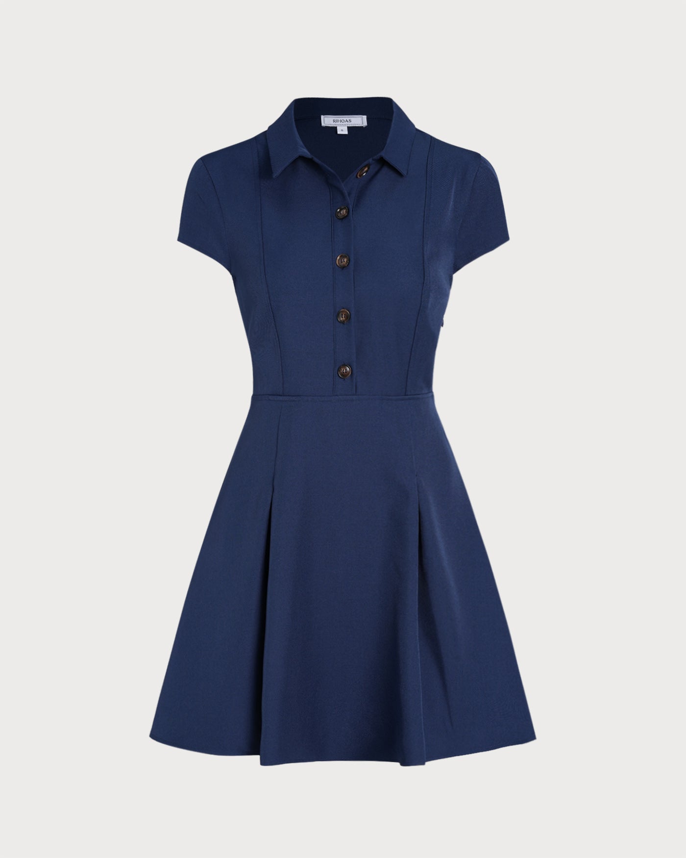 Navy Collar Button Mini Dress