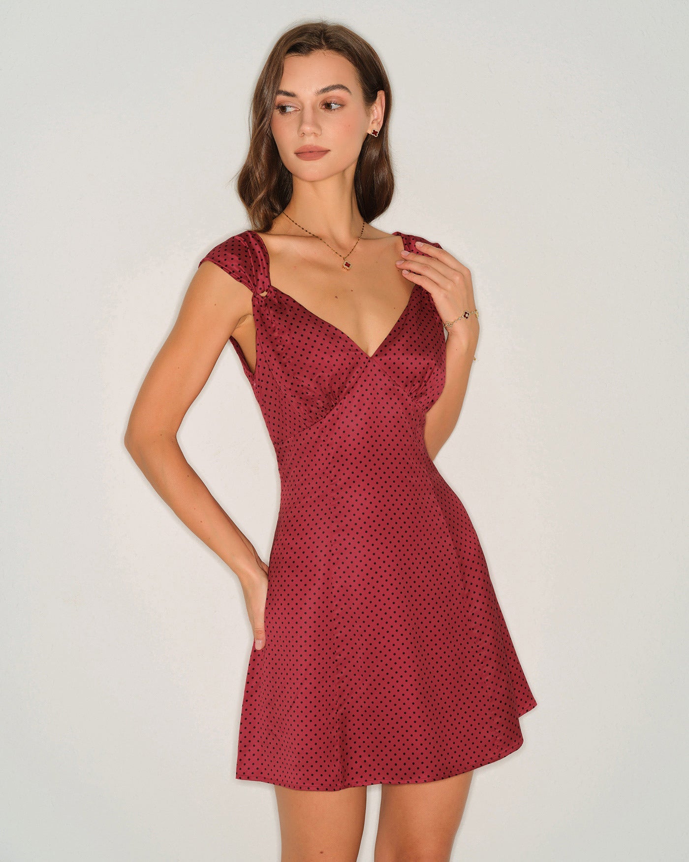 Red Polka Dot Satin Mini Dress