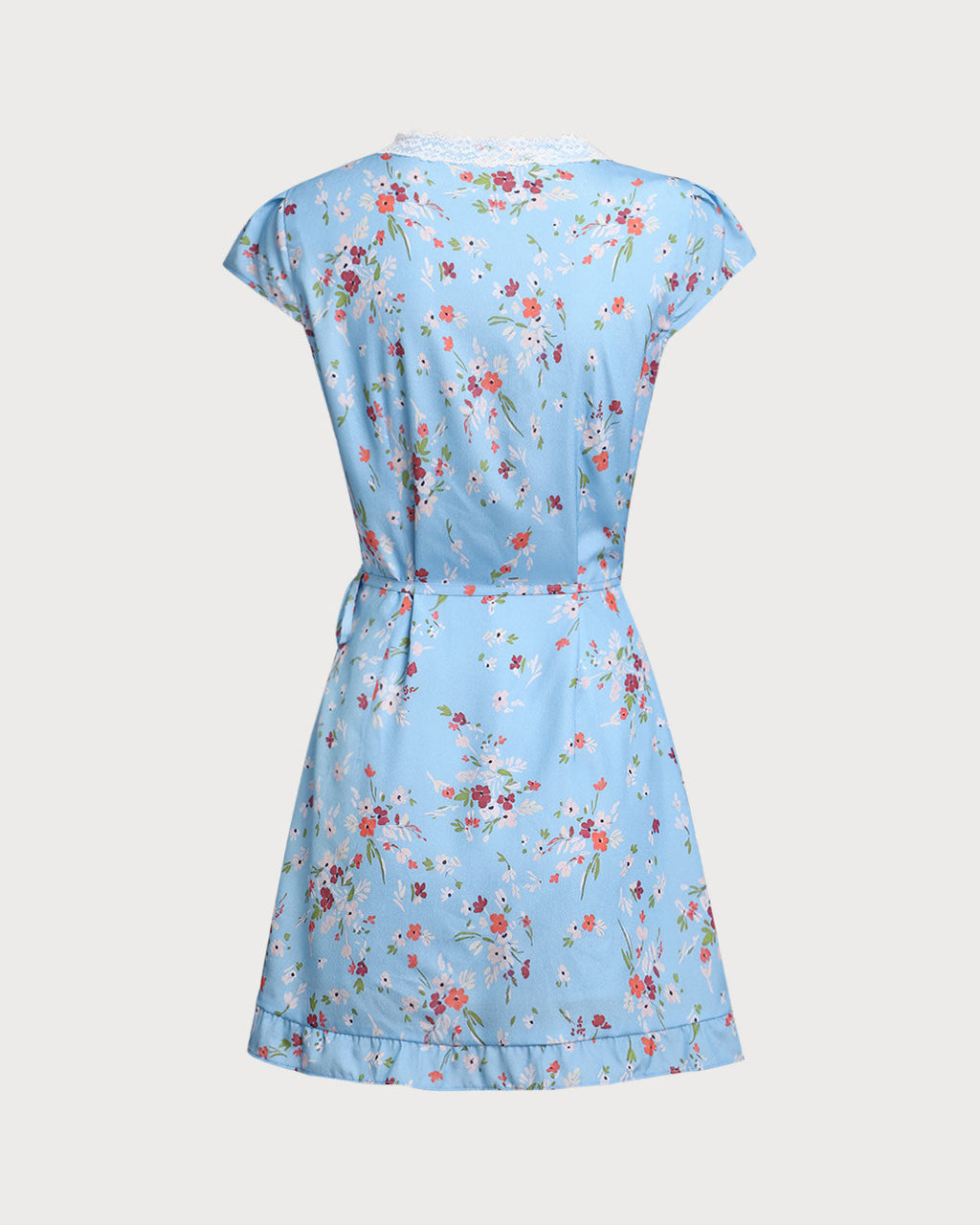 Blue Floral A-Line Wrap Mini Dress