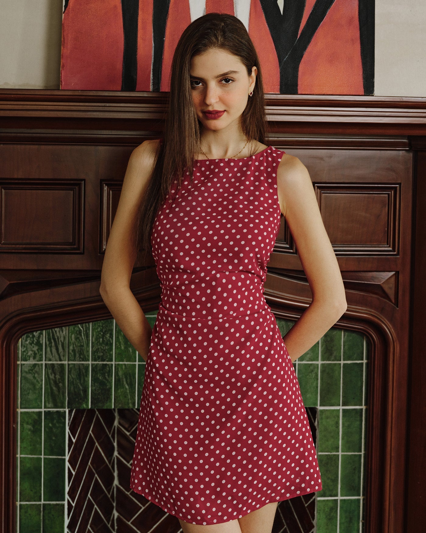 Red Polka Dot Tunic Mini Dress