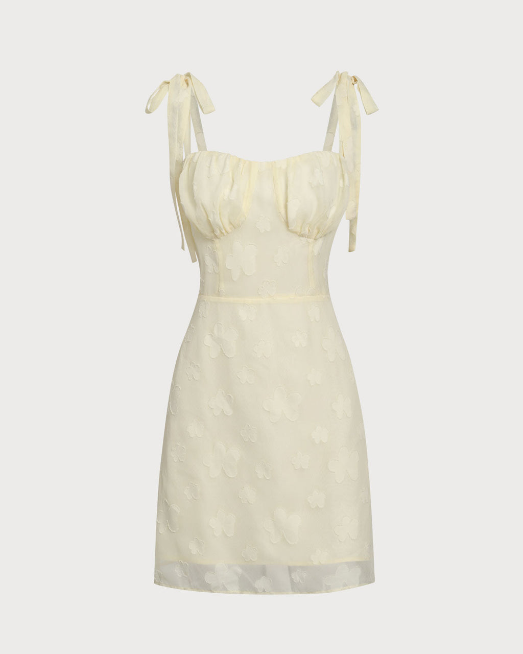 Yellow Jacquard Tie Strap Mini Dress