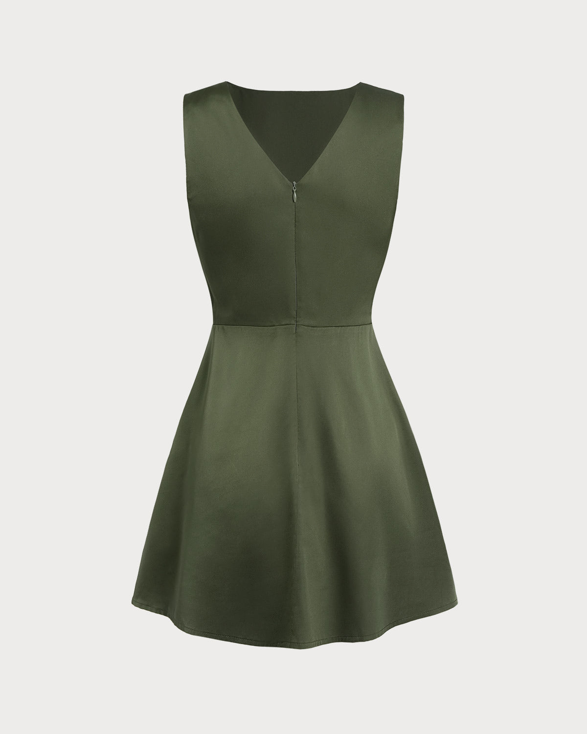 Green Satin Sleeveless Mini Dress