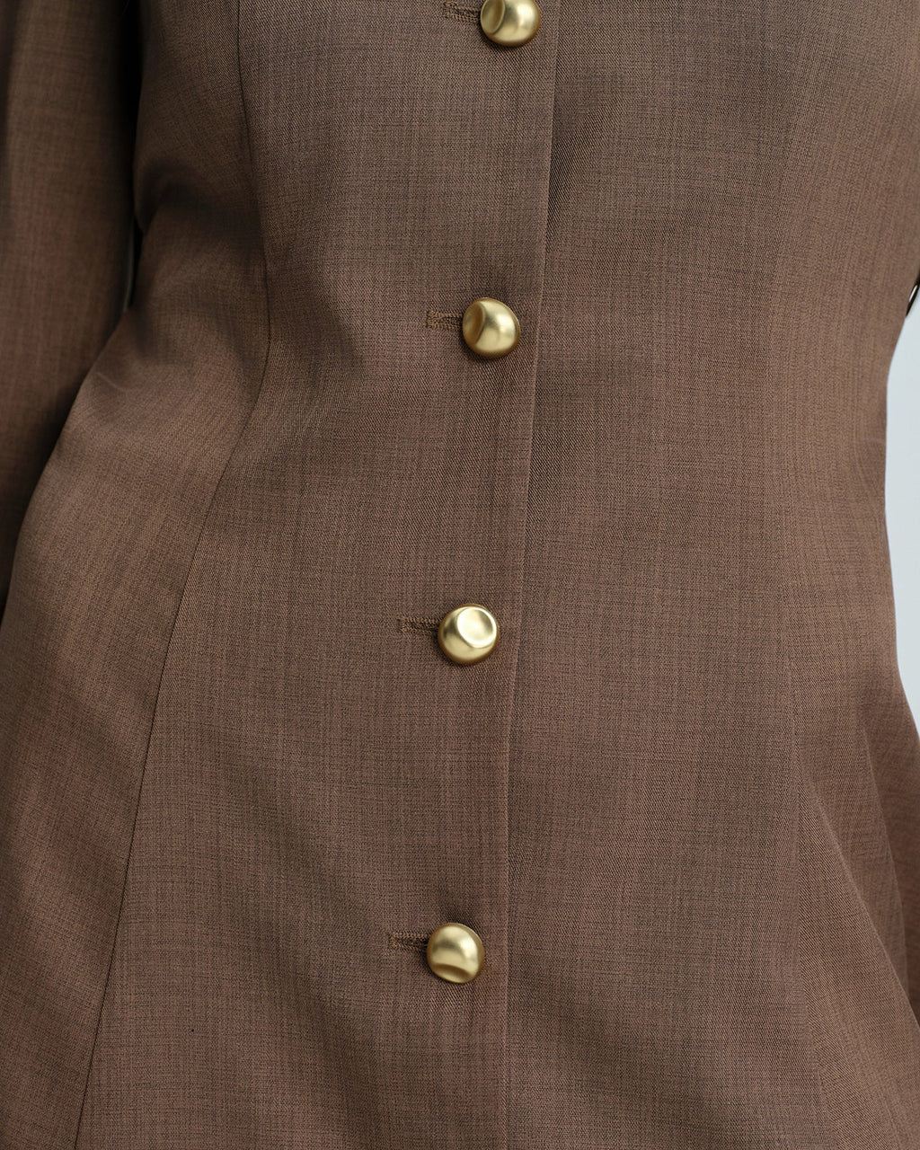 Brown Tie Button Mini Dress