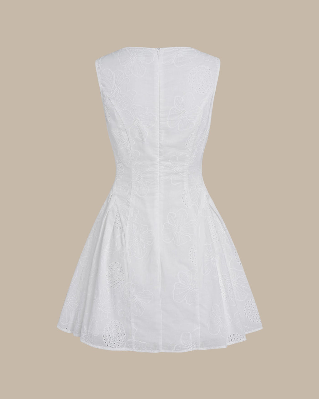 White Floral Textured Mini Dress