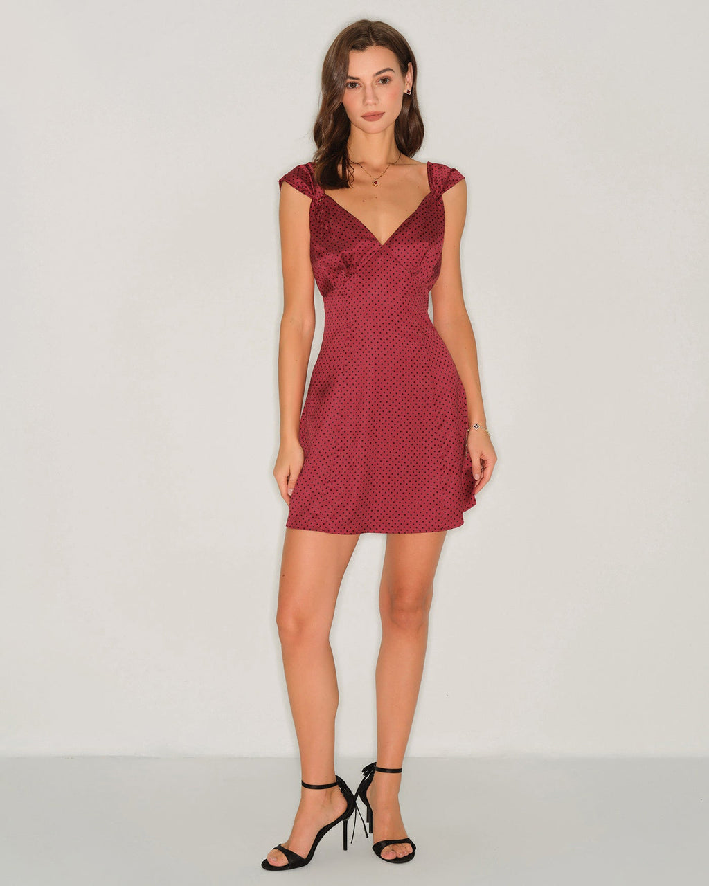 Red Polka Dot Satin Mini Dress