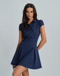 Navy Collar Button Mini Dress