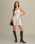 Apricot Textured Sleeveless Mini Dress