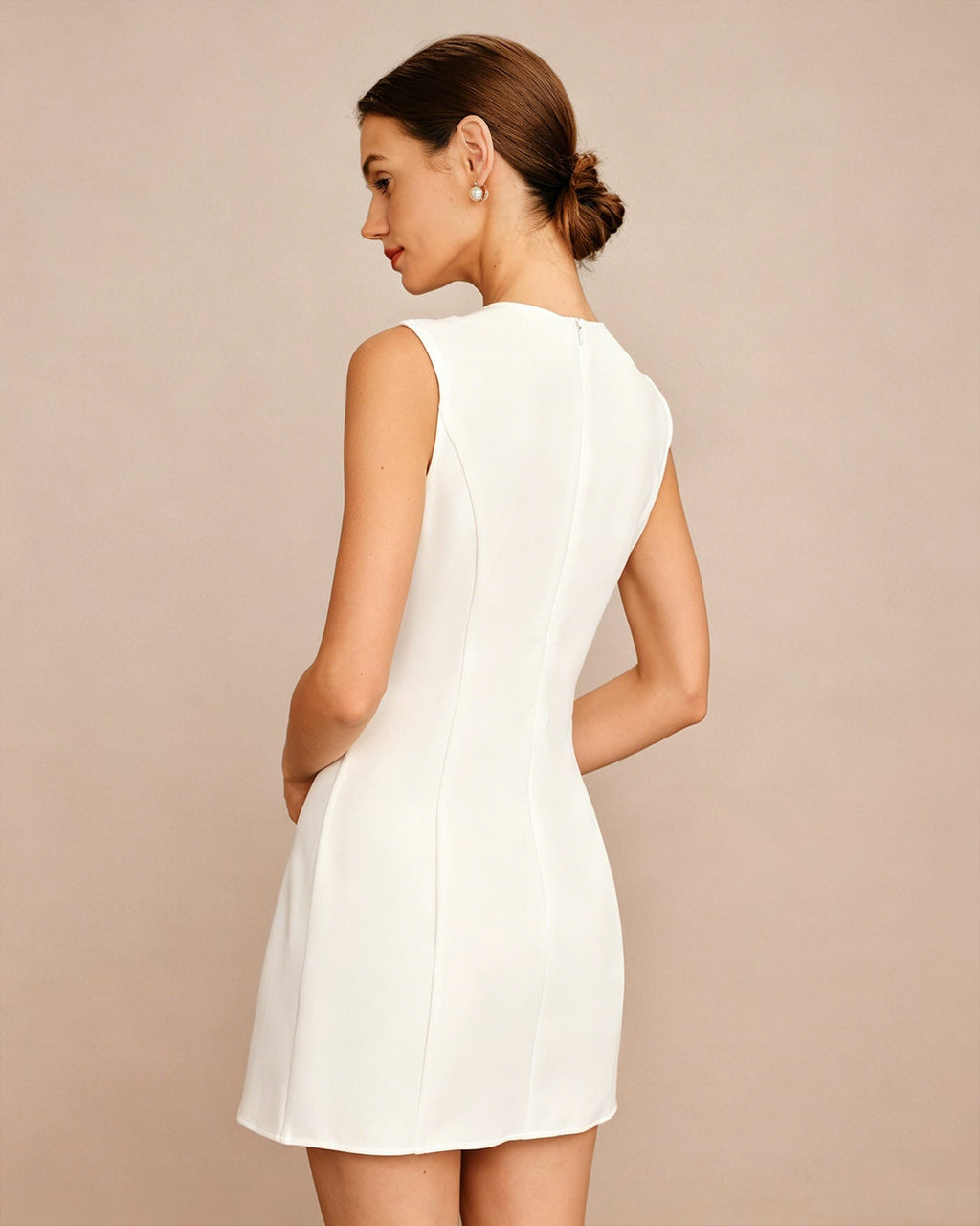 White Button Tunic Mini Dress