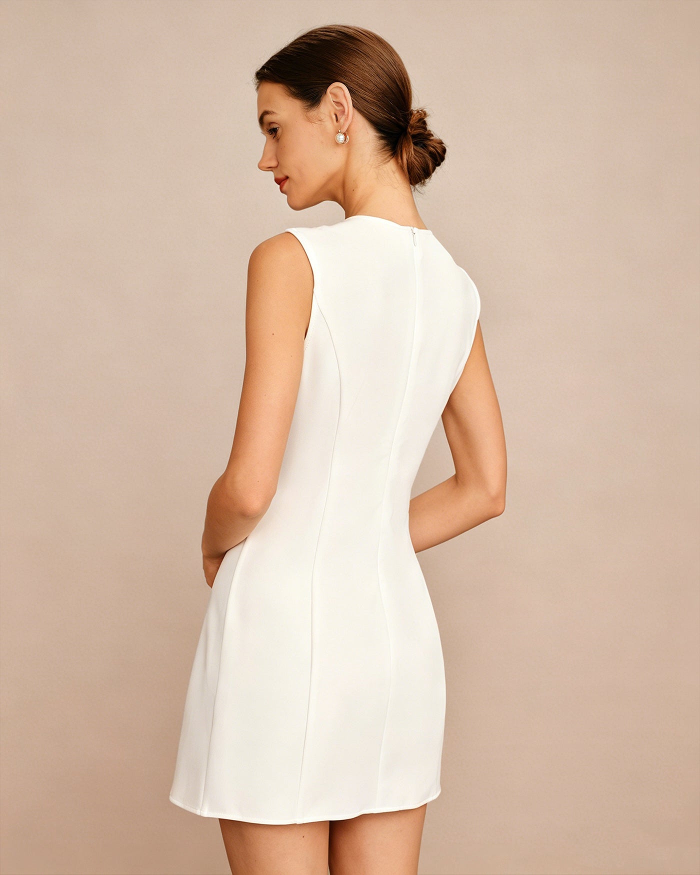 White Button Tunic Mini Dress