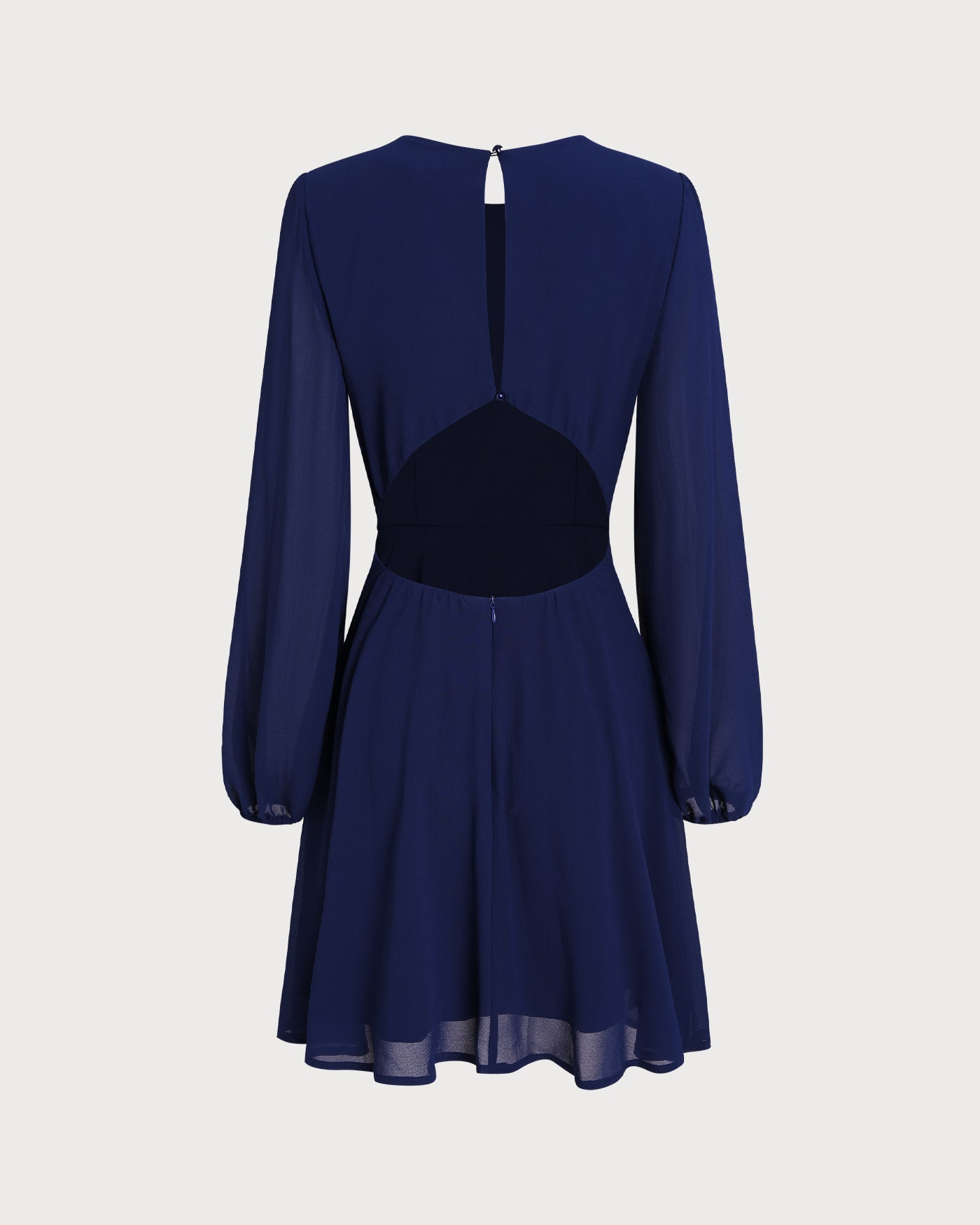 Blue Chiffon Backless A-Line Mini Dress