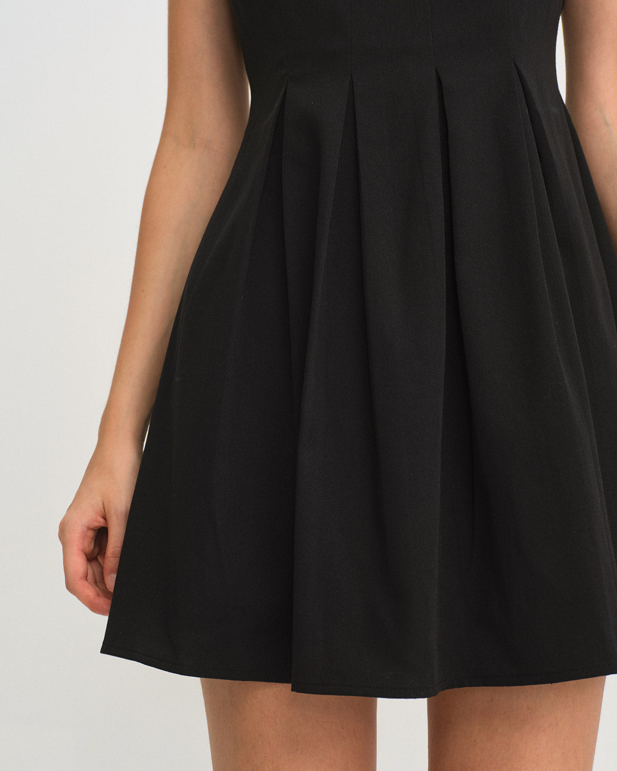 Black Mock Neck Ruched Sleeveless Mini Dress