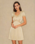 Apricot Square Neck Lace Mini Dress